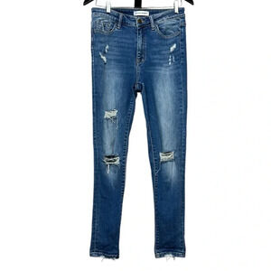 Flying Monkey  stretch high rise distressed skinny ripped jeans ankle length